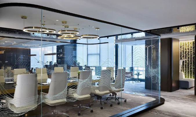 上海辦公室裝修設計:水波紋不銹鋼,讓你的空間瞬間升級!