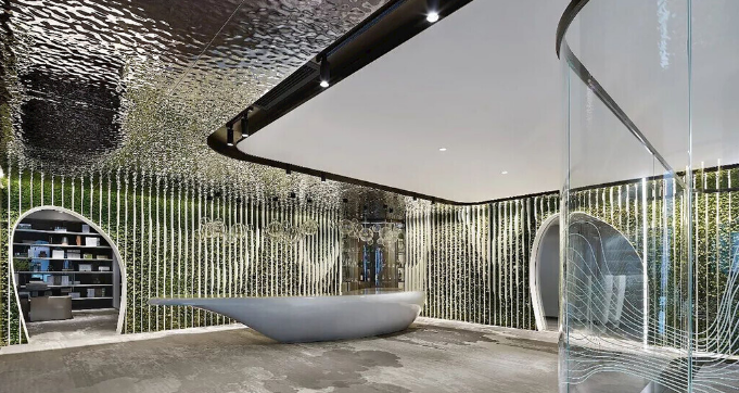 辦公室裝修設計:自然元素圖案瓷磚打造綠色生態辦公室